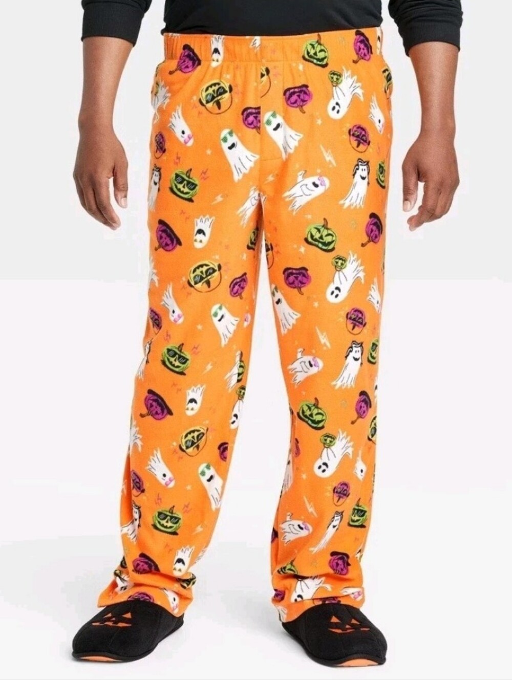 Men's And Women's Neon Ghosts Fleece Halloween Pajama Pants